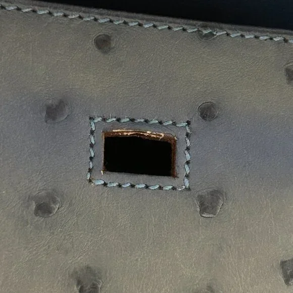 Hermes Blue Ostrich Leather Birkin 35 Bag (Sun Bleaching) - Picture 12 of 16